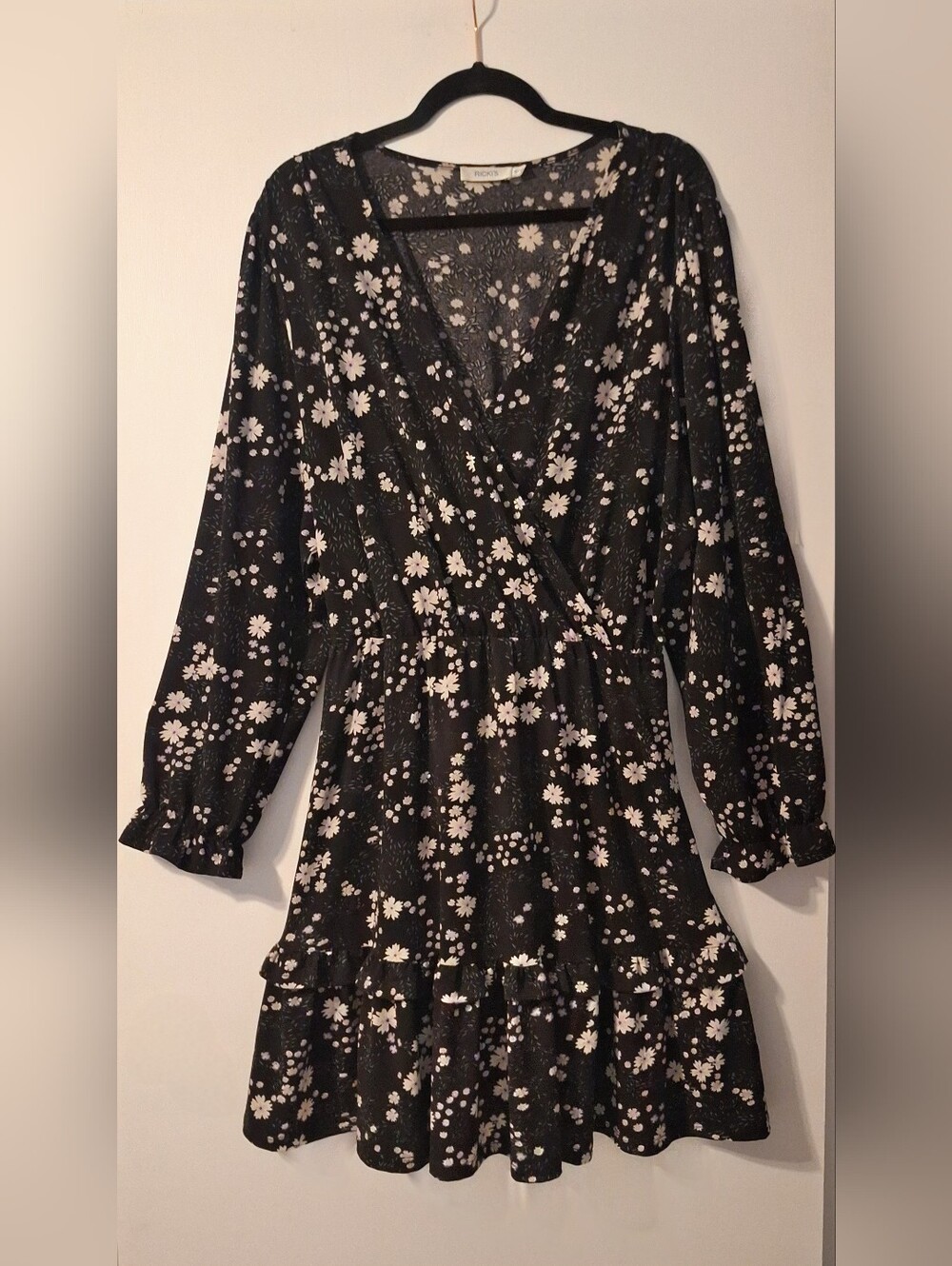 Black Floral Wrap Dress